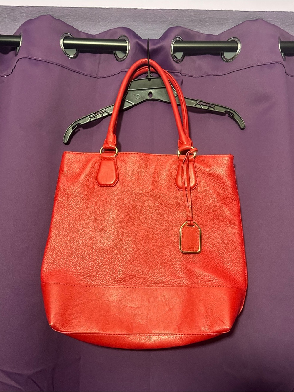 Aldo Red Leather Shoulder Bag with Gold Accent